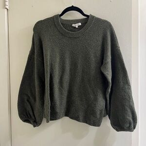 Madewell Olive Green Payton Balloon Sleeve Wool Alpaca Sweater in Coziest Yarn